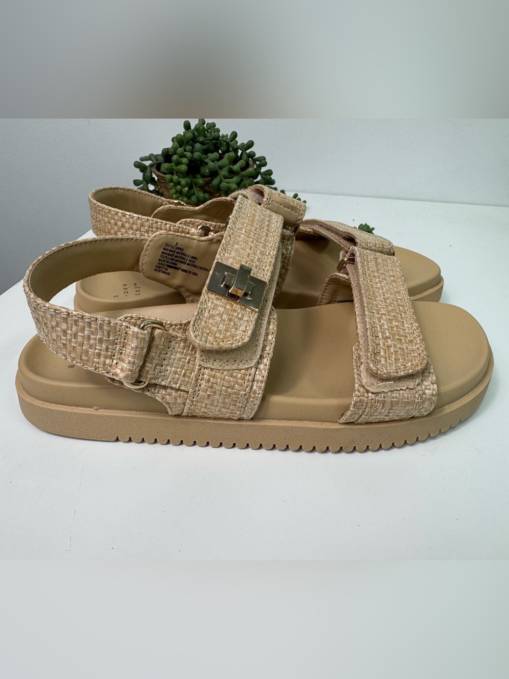 A New Day Target Jonie Raffia Footbed Velcro Ankle Strap Sandals Women's Size 9 - Picture 2 of 6